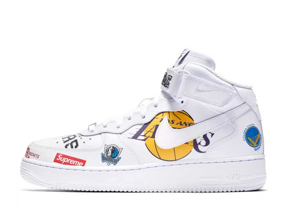 シュプリーム NBA ナイキ エアフォース1 ミッド Supreme × NBA × Nike Air Force 1 Mid White (2018) AQ8017-100