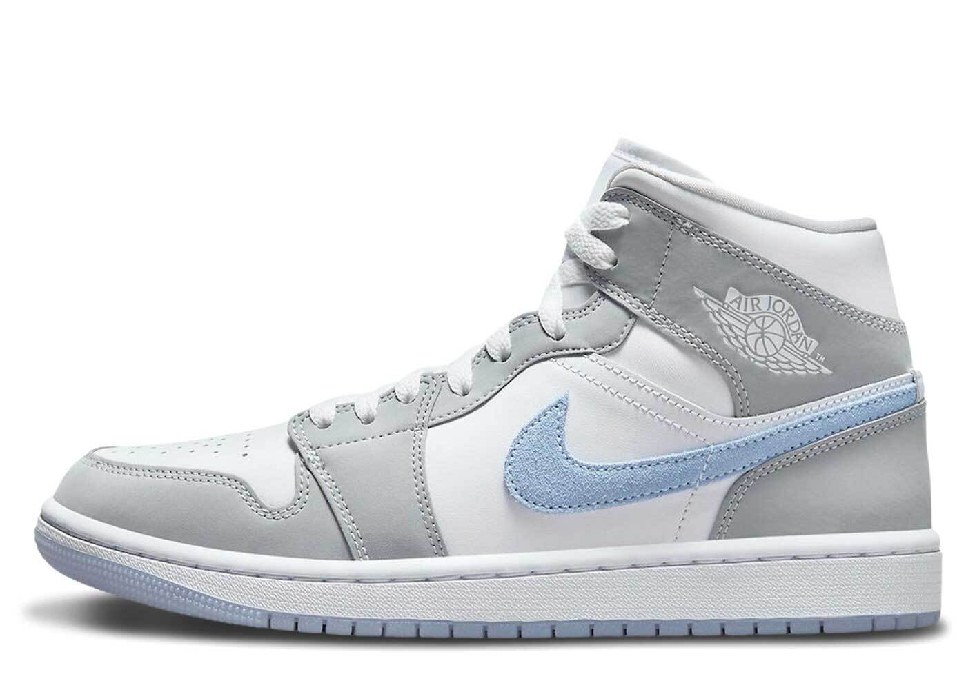 ナイキエアジョーダン1ミッドホワイトウィメンズ Nike Air Jordan 1 Mid White Grey Blue Womens BQ6472-105