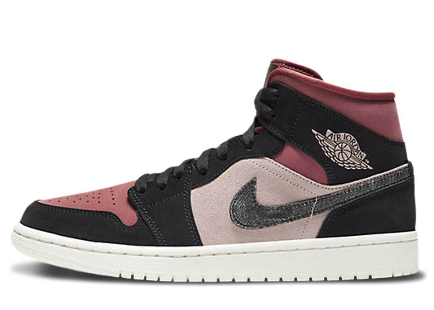 ナイキエアジョーダン1ミッドバーガンディ Nike Air Jordan 1 Mid Burgundy Dusty Pink Womens BQ6472-202