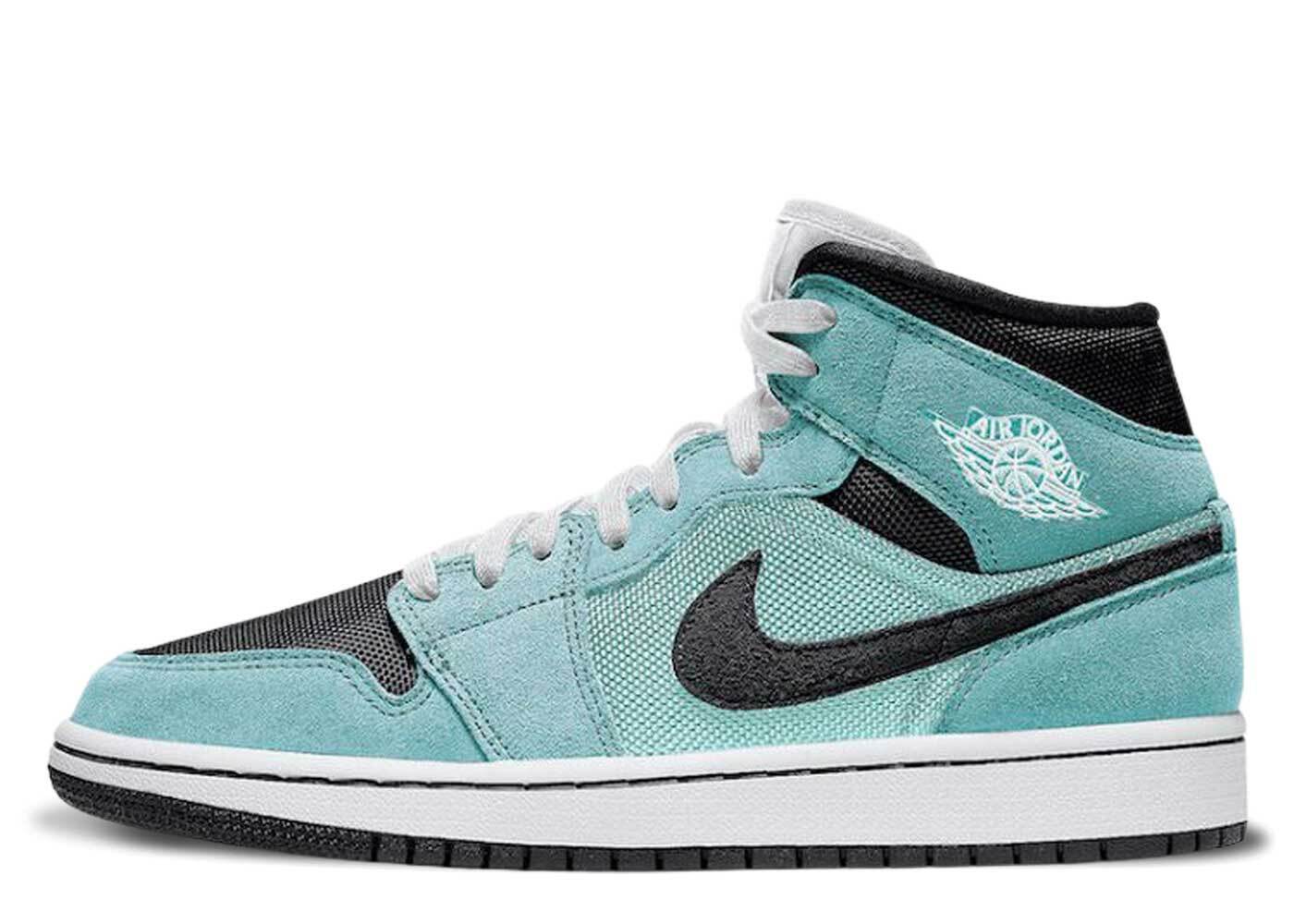 ナイキエアジョーダン1ミッドアクアブルーウィメンズ Nike Jordan 1 Mid Aqua Blue Womens BQ6472-300