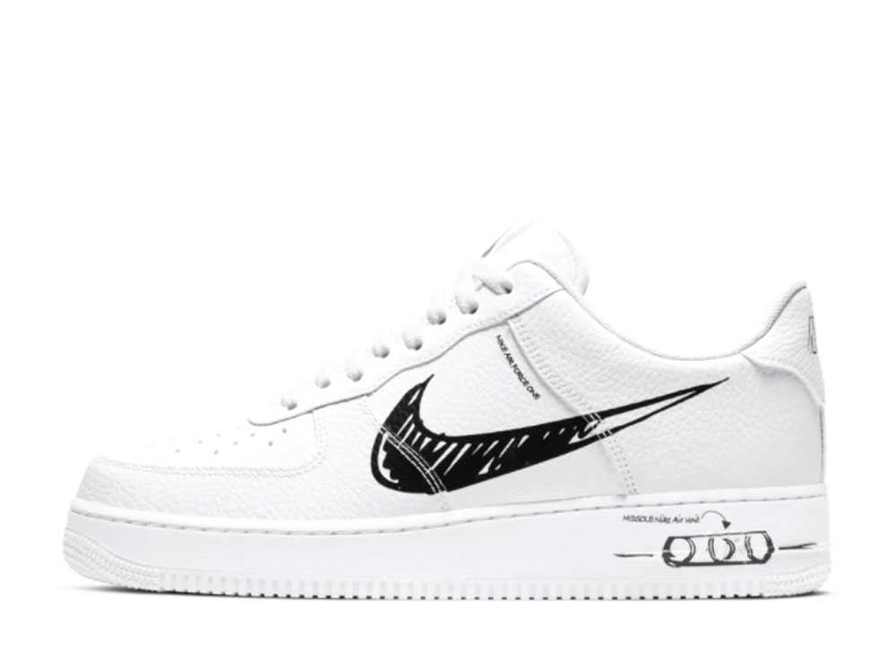 ナイキ エアフォース1 ロー ユーティリティ スケッチ Nike Air Force1 Low Sketch White Black CW7581-101