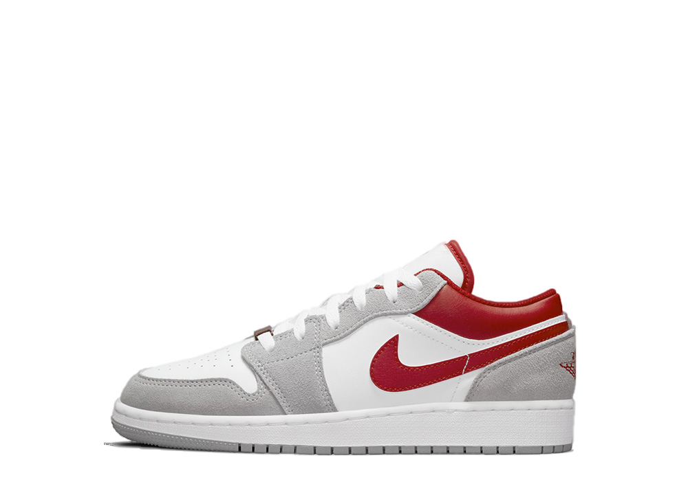 ナイキGSエアジョーダン1ローSEホワイトグレー Nike GS Air Jordan1Low SE White/Grey/Red DM0589-016