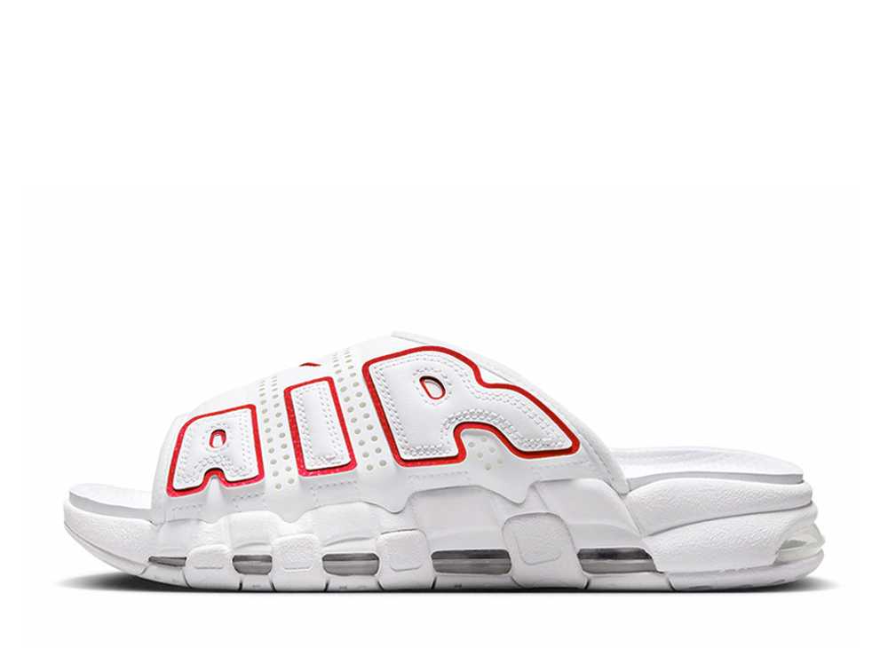 ナイキ エアモアアップテンポ スライド ホワイト ユニバーシティレッド Nike Air More Uptempo Slide White and University Red FD9884-100