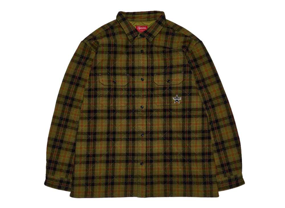 シュプリーム キルティング フランネル シャツ オリーブ Supreme Quilted Plaid Flannel Shirt Olive SUP-FW21-281-Olive