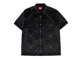 シュプリーム スパイダー シャツ ブラック Supreme Spider Web Velvet S/S Shirt Black SUP-FW21-345-Black