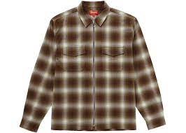 シュプリーム ジップ アップ シャツ Supreme Shadow Zip Up Shirt Brown SUP-FW22-144-Brown